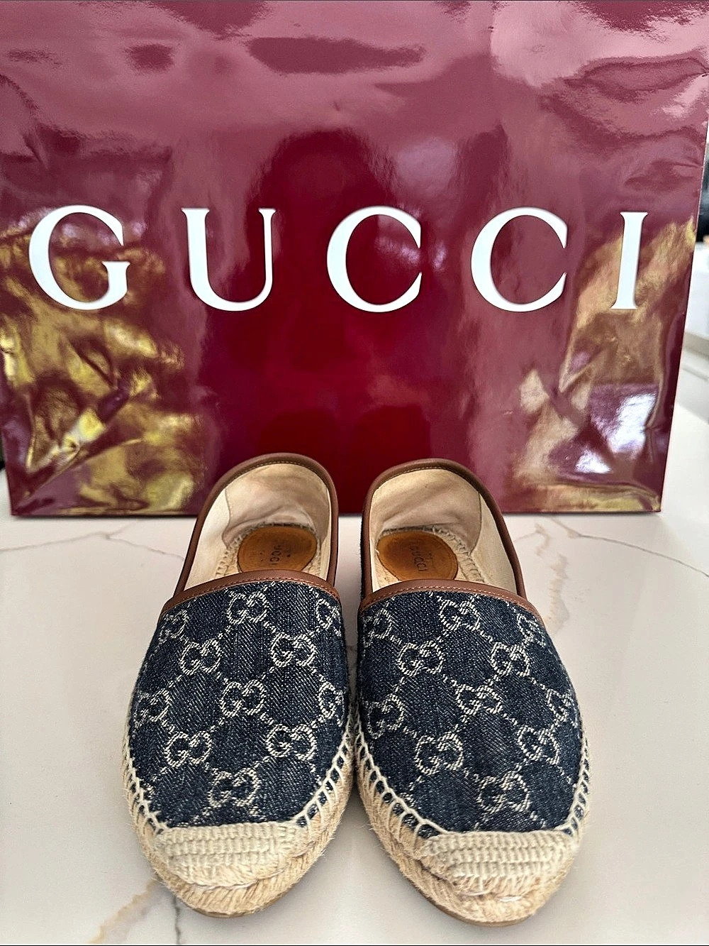Gucci GG Denim Espadrilles Blue & Brown EU 36+
